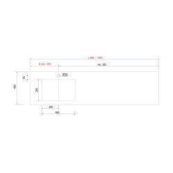 Plan COMPAKT 46 - 1 vasque standard intégrée - 600 à 2500 mm, 5 finitions