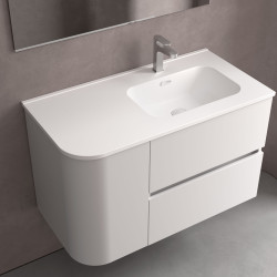 Plan vasque CONSTANZA 910 pour coquette courbe - gauche ou droite, blanc mat