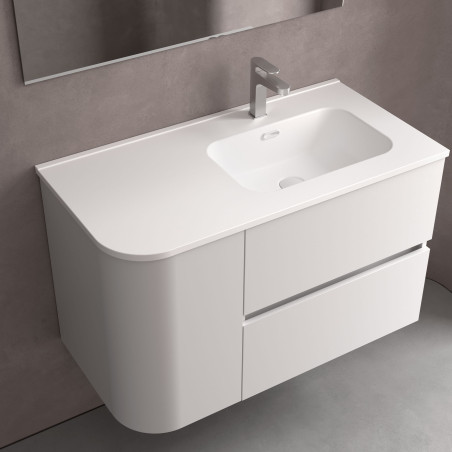Plan vasque CONSTANZA 910 pour coquette courbe - gauche ou droite, blanc mat