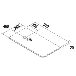 Plan de toilette UNIIQ pierre compacte pour vasque à poser - 910 et 1210 mm, droite ou gauche, 2 finitions