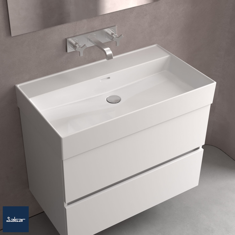 Plan vasque VENETO sans trou de robinet - 1010 et 1210 mm, 1 ou 2 vasques