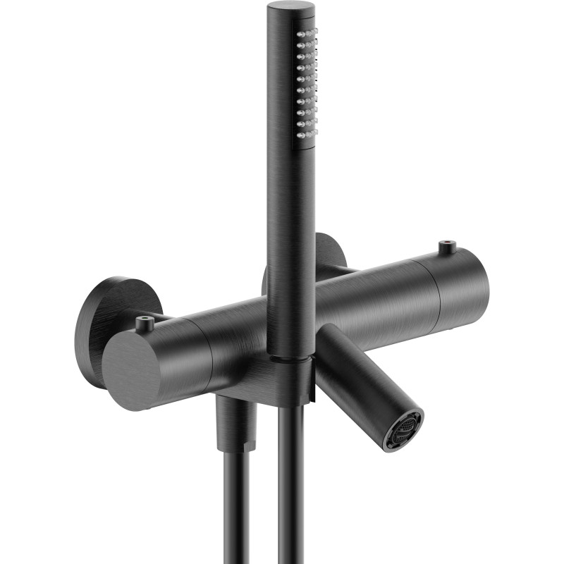 Avec support douchette · Graphite brossé PVD