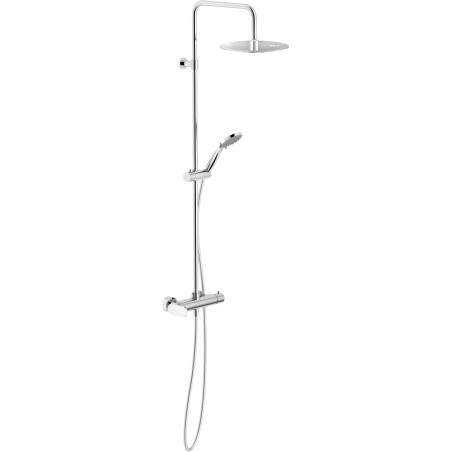Colonne de douche mécanique barre télescopique douchette 3 jets et pomme de tête Ø 250