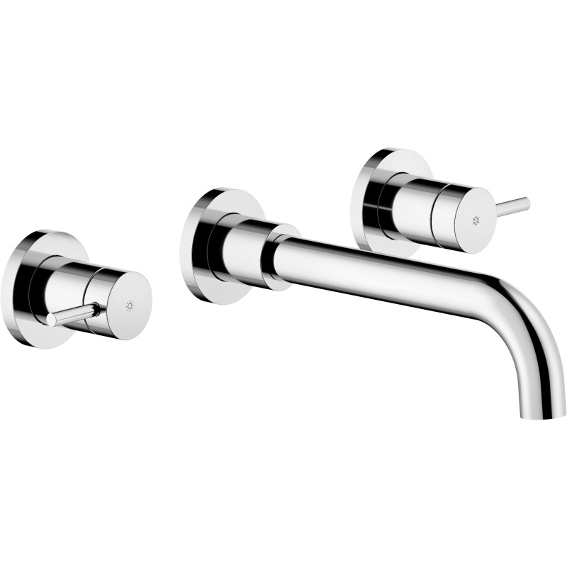 Façade mélangeur lavabo 3 trous mural bec 200 mm