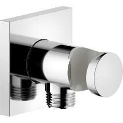 Prise d'eau ronde Ø 30 avec support douchette et rosace carré Ø 65