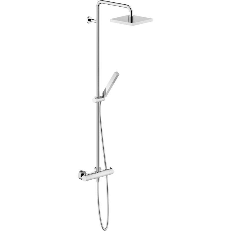 Avec barre recoupable Ø200 douchette 1 jet · Chrome