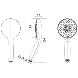 Schéma technique - Ensemble barre DOMAO 200 Rénov.70cm Ø22mm,5jetsØ12cm AC,flex.PVC,p-sav,Chromé