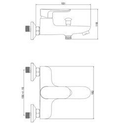 Schéma technique - Mitigeur pour bain-douche MADI NF C2 chromé