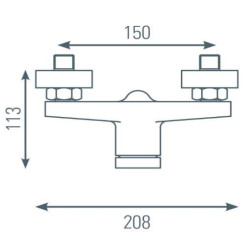 Schéma technique - Mitigeur pour bain-douche PAA chromé