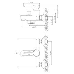 Schéma technique - Mitigeur pour bain-douche VODA NF C2 chromé