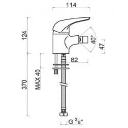 Schéma technique - Mitigeur pour bidet AUGA - chromé