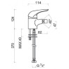 Schéma technique - Mitigeur pour bidet AUGA - chromé