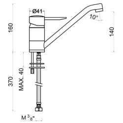 Schéma technique - Mitigeur pour évier, chromé, bec standard, norme NF, cartouche céramique Ø35 mm - VODA