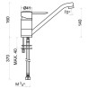 Schéma technique - Mitigeur pour évier, chromé, bec standard, norme NF, cartouche céramique Ø35 mm - VODA