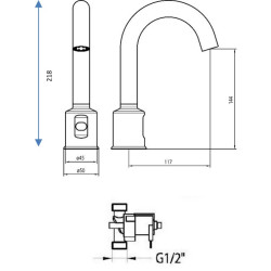Schéma technique - Robinet lavabo haut infrarouge monofluide - VATTEN