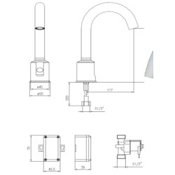 Schéma technique - Mitigeur lavabo haut infrarouge - VATTEN