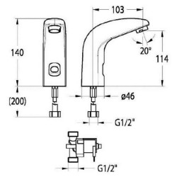 Schéma technique - Robinet lavabo infrarouge monofluide - VATTEN