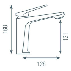 Schéma technique - Mitigeur pour lavabo AMANZI chromé - vidage clic-clac ABS NF