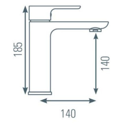 Schéma technique - Mitigeur medium pour lavabo DILO chromé - vidage clic-clac ABS NF