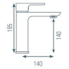 Schéma technique - Mitigeur medium pour lavabo DILO chromé - vidage clic-clac ABS NF