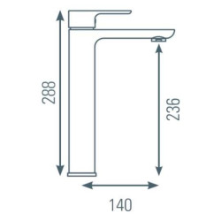 Schéma technique - Mitigeur haut pour lavabo DILO chromé - vidage clic-clac ABS NF