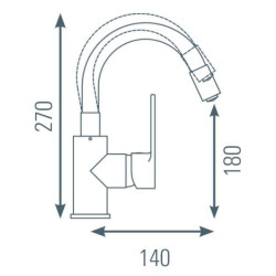Schéma technique - Mitigeur modulable pour lavabo MADI noir-chromé - vidage clic-clac ABS