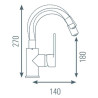 Schéma technique - Mitigeur modulable pour lavabo MADI noir-chromé - vidage clic-clac ABS
