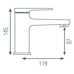 Schéma technique - Mitigeur pour lavabo PAA chromé - vidage clic-clac ABS NF