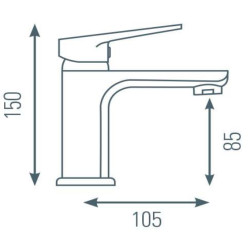 Schéma technique - Mitigeur pour lavabo RUWA chromé - vidage clic-clac ABS