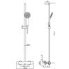 Schéma technique - Système de douche, mitigeur thermostatique, barre + douchette + flexible