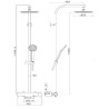 Schéma technique - Système de douche NF, mitigeur thermostatique corps "froid". 250mm métal
