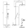 Schéma technique - Système de douche thermostatique carrée WATA chromé - corps "froid" - pomme méta