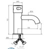 Schéma technique - Robinet temporisé pour lavabo, monofluide, temporisation pré-réglée 15s - WETTER