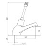 Schéma technique - Robinet temporisé pour lavabo, monofluide, temporisation pré-réglée 15s - WETTER