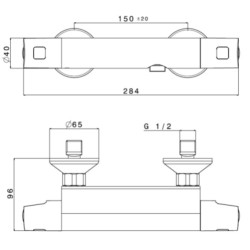 Schéma technique - Mitigeur thermostatique douche WATA NF C3 - double sécurité - corps "froid"