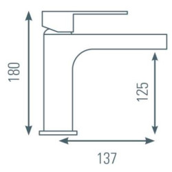 Schéma technique - Mitigeur pour lavabo WOSSA cuivre PVD - vidage clic-clac laiton assorti