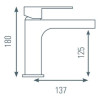 Schéma technique - Mitigeur pour lavabo WOSSA cuivre PVD - vidage clic-clac laiton assorti