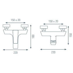 Schéma technique - Mitigeur bain-douche AMANZI graphite mat