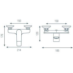 Schéma technique - Mitigeur pour bain-douche JEZIORO graphite mat