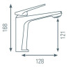 Schéma technique - Mitigeur pour lavabo AMANZI graphite mat - vidage clic-clac ABS assorti