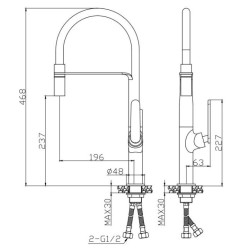 Schéma technique - Mitigeur avec bec flexible pour évier, TUBIG blanc