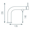 Schéma technique - Mitigeur pour lavabo NELO noir - vidage clic-clac ABS coupelle métal assortie