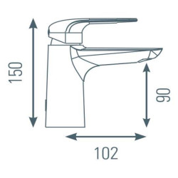 Schéma technique - Mitigeur pour lavabo PACT noir - sans vidage
