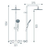 Schéma technique - Système douche thermostatique noir gamme PACT - corps froid