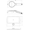 Schéma technique - Ensemble barre DOMAO Noir 70cm Ø22mm,3jetsØ12cm AC,flex.1m75PVC,tablette,Noir