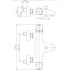 Schéma technique - Mitigeur thermostatique Bain douche NF, anticalcaire avec filtres