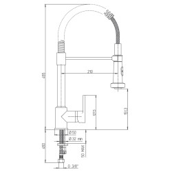 Schéma technique - Mitigeur Evier avec douchette attache magnetique ABS, cartouche 35 mm
