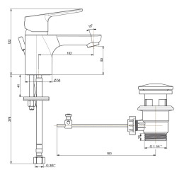 Schéma technique - Mitigeur lavabo bas avec vidage hostaform