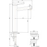 Schéma technique - Mitigeur lavabo rehaussé avec vidage clic clac métal
