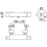 Schéma technique - Mitigeur thermostatique douche COOL body sans duplex TAGO